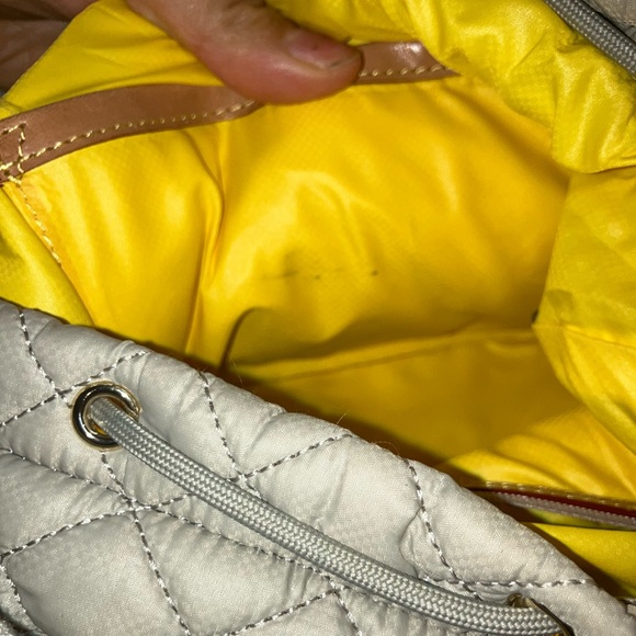 MZWALLACE Quilted Beige/gray Crossbody Bag with Yellow Accents - Picture 6 of 11